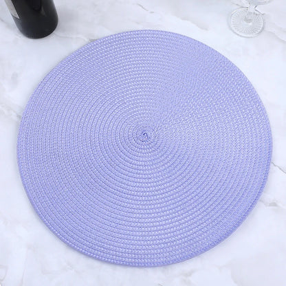 38cm Round Braided Tableware Mat – Washable, Anti-Slip, Heat-Resistant Dining Placemat and Drink Coaster for Home Decor