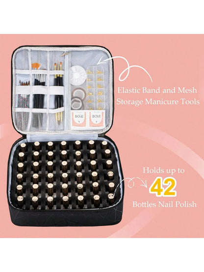 Women's Portable Double-Layer Nail Polish & Essential Oil Storage Bag – Multi-Function Organizer for Travel