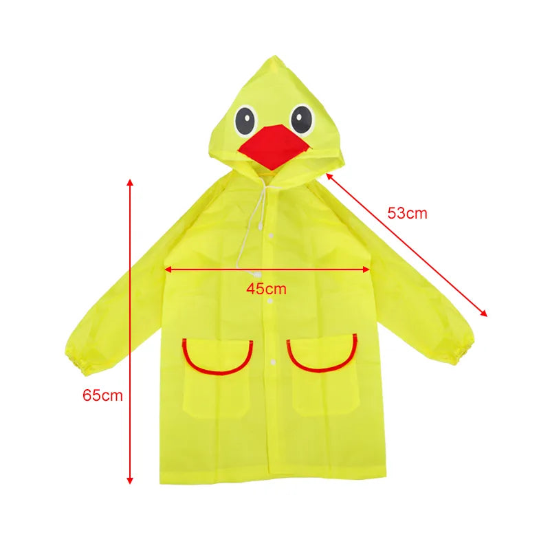 Kids Cartoon Raincoat - Animal Style Waterproof Rainwear for Children with Folding Design
