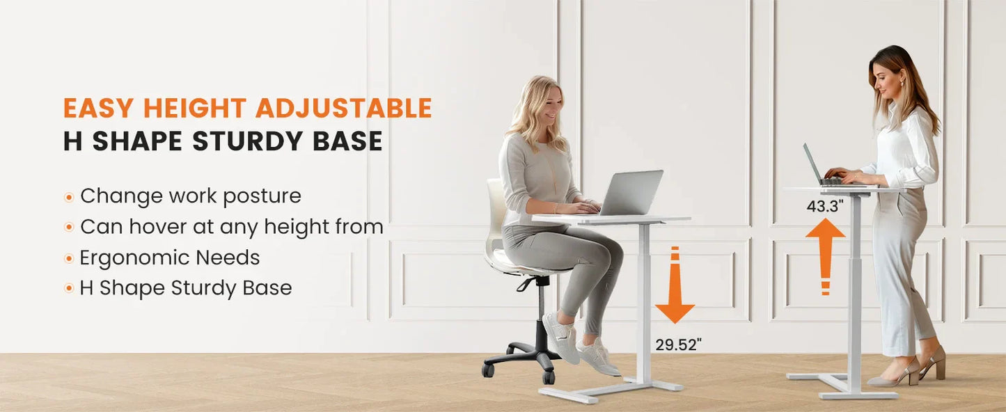 Overbed Bedside Table – Adjustable Height Sofa Table with Hidden Wheels for Laptop & Mobile Use