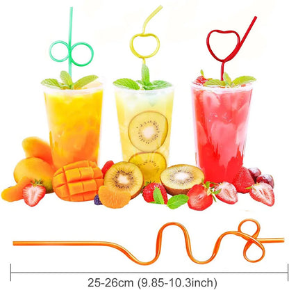 10 Assorted Silly Plastic Drinking Straws - BPA-Free, Unique Party Decor for Festive Occasions, Bulk Variety Pack