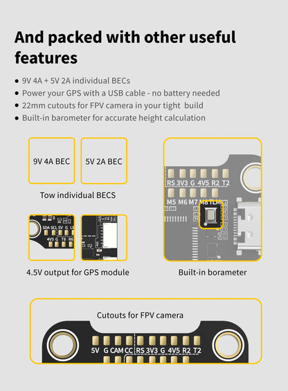 SpeedyBee F7 V3 50A Stack — F722 Flight Controller + BL32 50A 4-in-1 ESC with Blackbox for FPV Drone