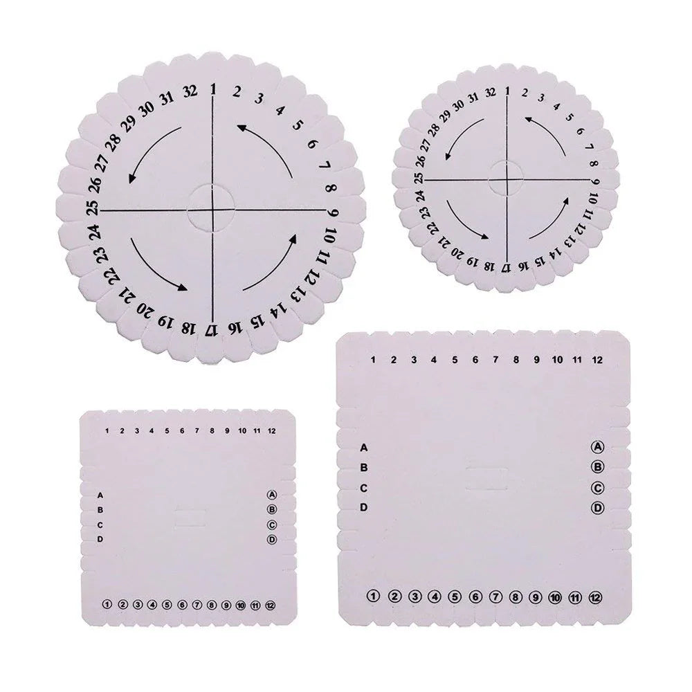 4Pcs Kumihimo Braiding Disks - Round & Square Beading Cord Plates for DIY Bracelet Weaving & Loom Braiding