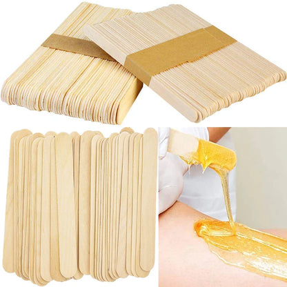 50/100PCS Disposable Wooden Hair Removal Wax Sticks – Body Depilation Spatula Applicators, Beauty Tools