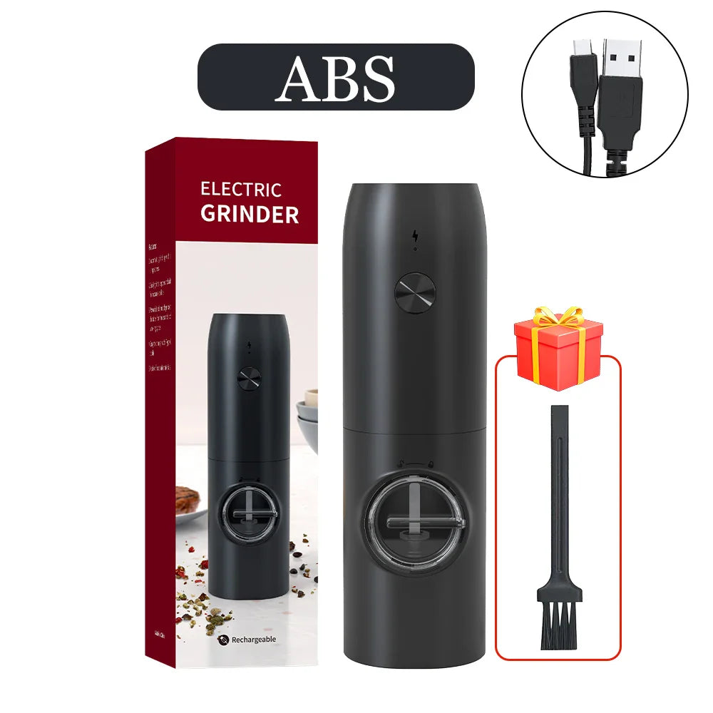 USB Rechargeable Electric Salt & Pepper Grinder – Adjustable Roughness for Freshly Ground Pepper and Spice Powder