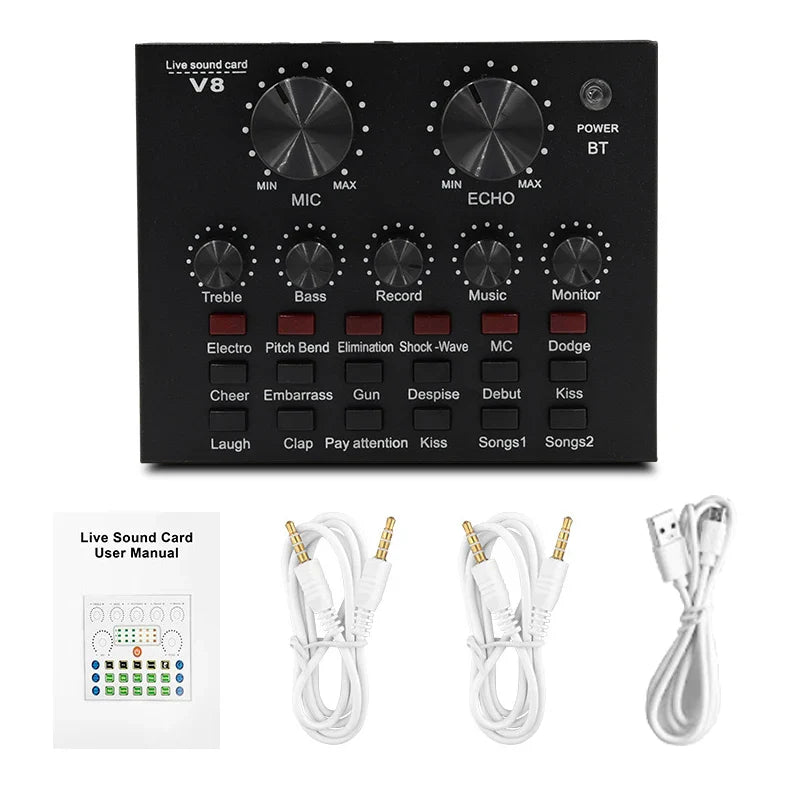 BM800 V8 Sound Card Set – Professional Condenser Microphone for Karaoke, Podcast Recording & Live Streaming