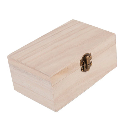 Wooden Jewelry Storage Box with Lid — Square Hinged Craft Box for DIY, Home Decor, and Mother's Day Gift