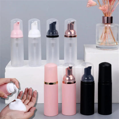 60ml Small Foam Dispenser Pump Bottle - Refillable Plastic Soap Container for Travel, Cleaning & Cosmetics Packaging