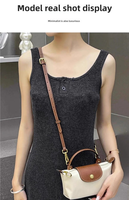 Leather Replacement Crossbody Bag Strap for Longchamp Mini — Earthy Color Shoulder Strap, No Punching Needed