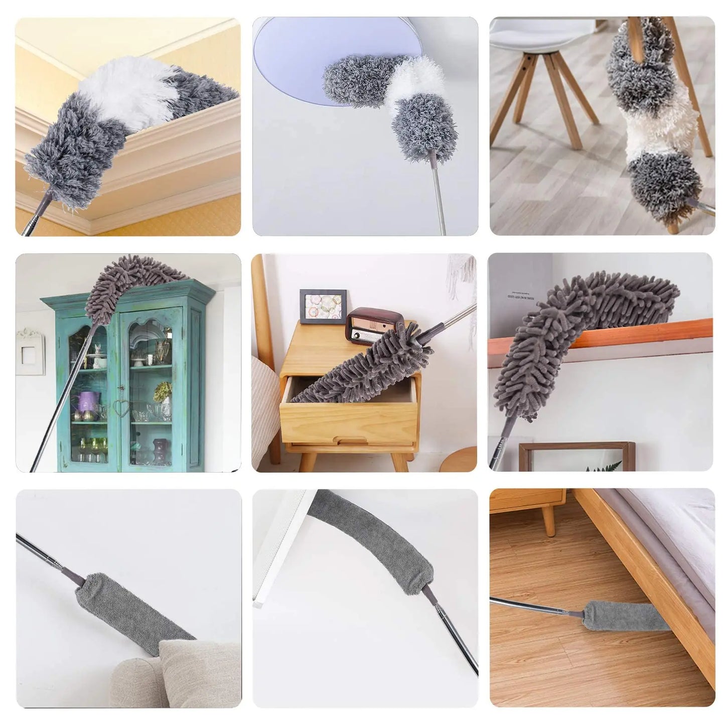 Telescopic Microfiber Duster – 250cm Extendable Washable Brush for Spider Web & Dust Cleaning