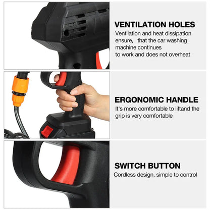 1500W Cordless High Pressure Cleaner Washer with Spray Water Gun - Car Wash Pressure Water Cleaning Machine for Makita 18V Battery