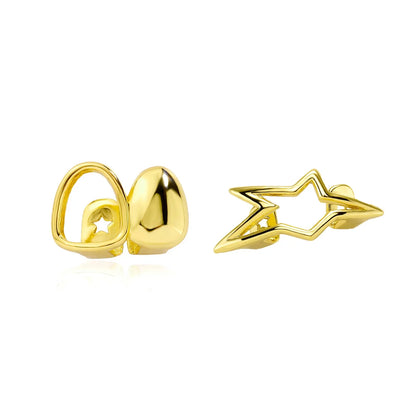 Y2K Cyber Punk Tooth Caps - Glossy Geometric Star Pentagram Grillz Jewelry for Men & Women