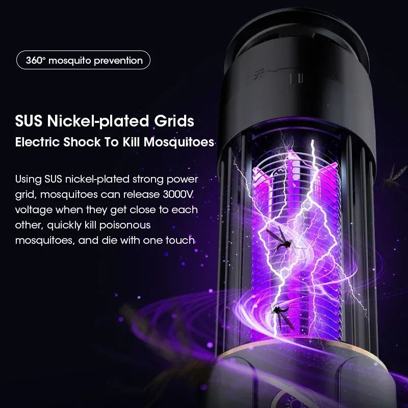 2-in-1 Mosquito Killer Lamp - Rechargeable Electronic Bug Zapper with 3-Level Timer Mode