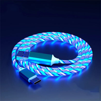 NNBILI 3-in-1 Glowing LED Fast Charging Cable – Luminous USB Type-C Charger for iPhone, Xiaomi & Phones