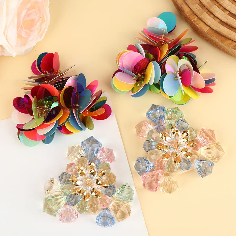 Fabric Sequin & Beaded Flower Shoe Clips – Removable High Heel Buckles, Wedding & Women’s Shoe Decoration