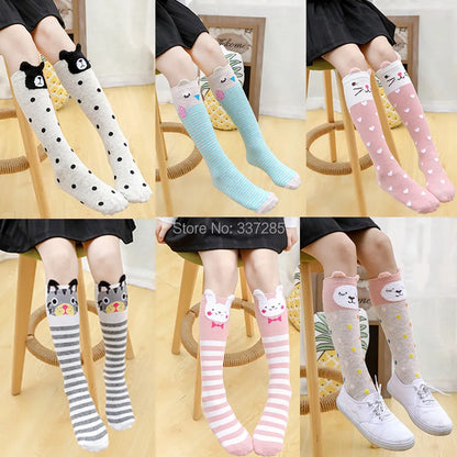 Cute Cartoon Animal Knee-High Socks for Babies & Kids – Warm Cotton Ankle & Over-Knee Socks for Girls