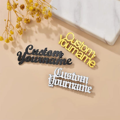 Personalized Handmade Name Pins - Custom Text Flip Collar & Suit Pins, Unique Gift Idea