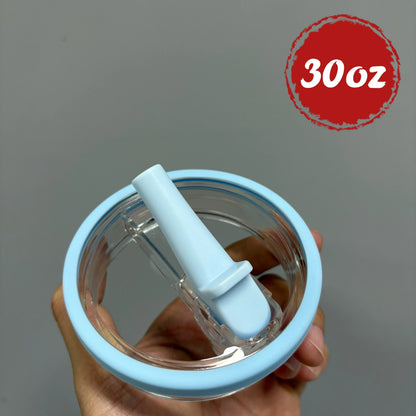 30oz/40oz Tumbler Flip Straw Lid Replacement – Spill-Proof Reusable Cover for Quencher Cups