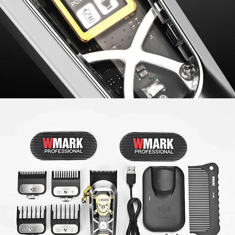 WMARK NG-130 Wireless Charging Hair Clipper – High Speed Professional Type-C Rechargeable Cutter with Charging Stand