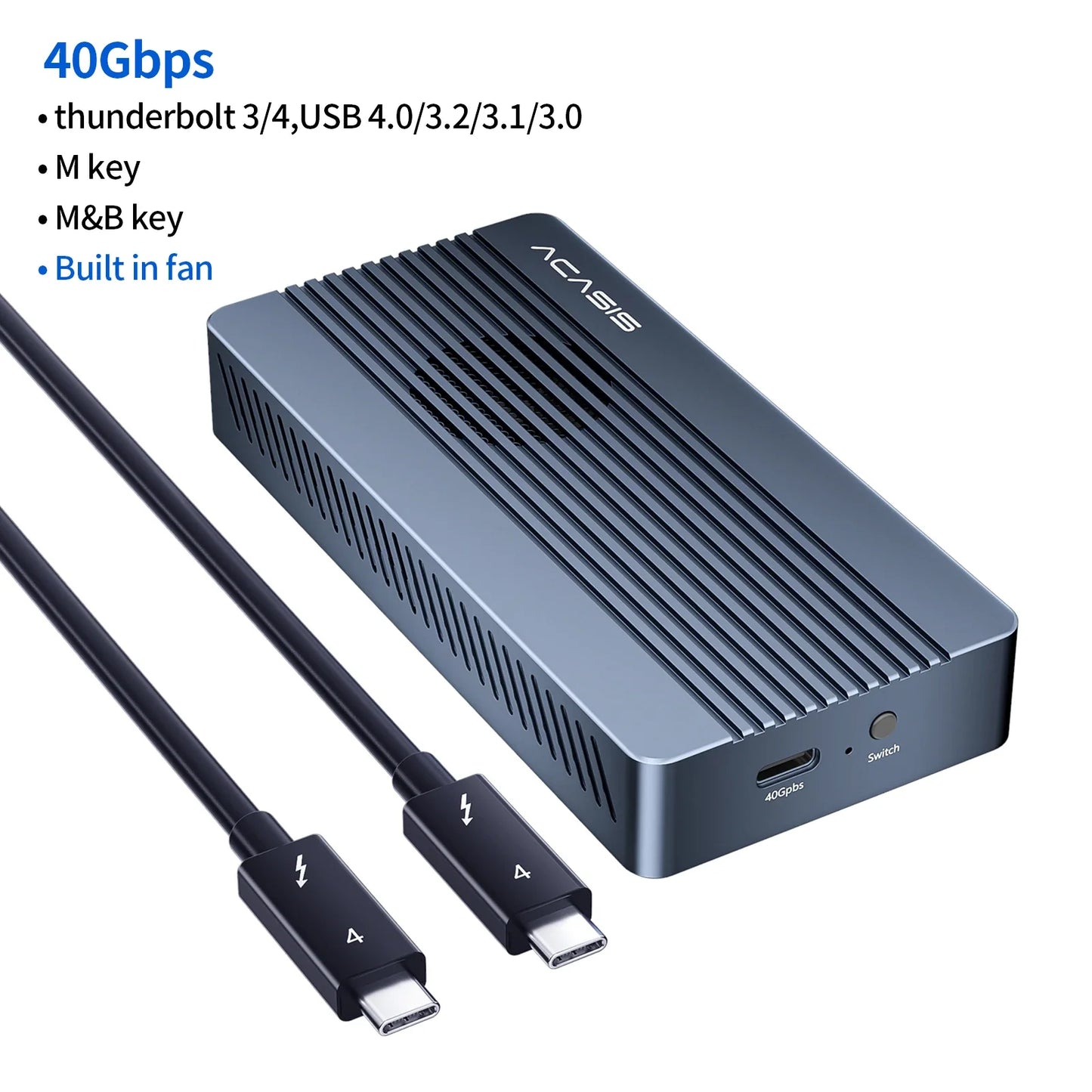 ACASIS 40Gbps USB 4.0 SSD Enclosure – Thunderbolt NVMe M.2 8TB Case, Compatible with Thunderbolt 4/3, USB 3.2/3.1/3.0 (JHL7440)