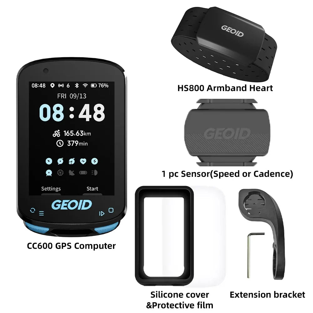 GEOID CC600 Bike Computer – Color Screen Smart GPS Speedometer with Wireless ANT+, WIFI, 11 Languages & Cycling Odometer