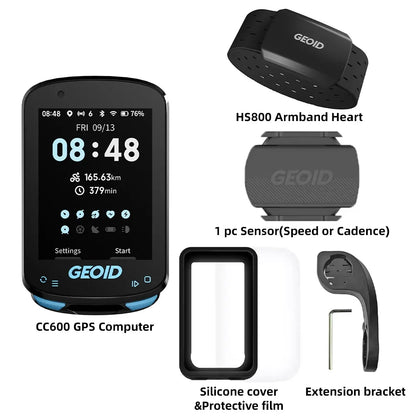 GEOID CC600 Bike Computer – Color Screen Smart GPS Speedometer with Wireless ANT+, WIFI, 11 Languages & Cycling Odometer