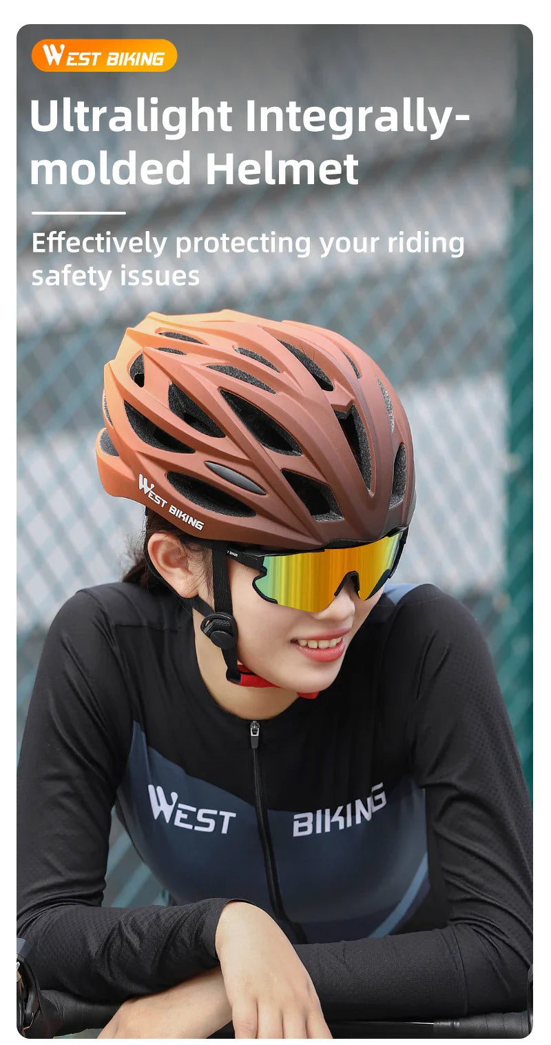 WEST BIKING Ultralight Cycling Helmet - Integrally Molded MTB & Road Bike Racing Helmet for Men & Women, Bicycle Safety Cap