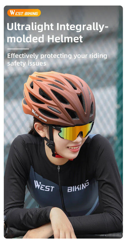 WEST BIKING Ultralight Cycling Helmet - Integrally Molded MTB & Road Bike Racing Helmet for Men & Women, Bicycle Safety Cap