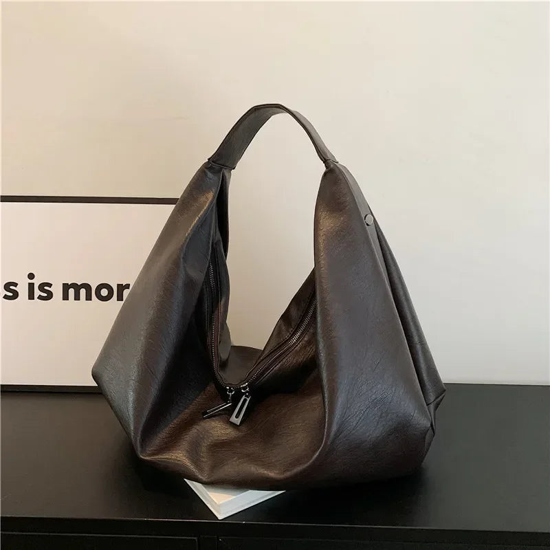 Women’s Large Black Hobo Shoulder Bag – Soft Leather Crossbody Shopper Tote Handbag for Travel & Everyday Use