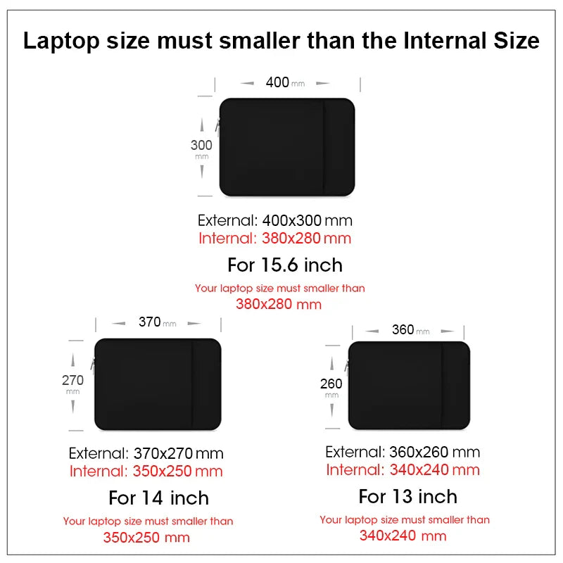 Laptop Sleeve Bag Case - Protective Notebook Cover for MacBook Air Pro 13-15.6 Inch, Lenovo, Dell, HP & More