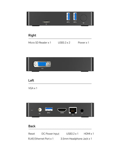 SOYO M2 Air Mini PC — Intel N4000, 6GB RAM, 128GB eMMC, Windows 11 Pro, Compact Desktop for Home, Business & Gaming