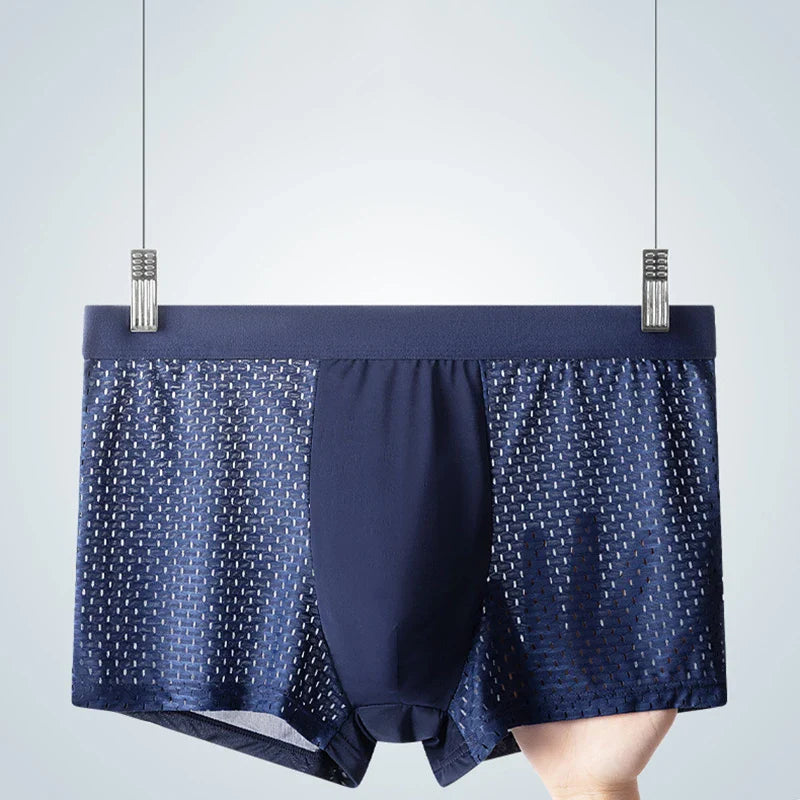 Men’s Ice Silk Mesh Boxer Shorts (4-Pack) – Plus Size Breathable Summer Underwear, Soft Solid Sexy Cooling Men’s Boxers Briefs Set