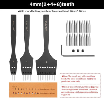 WUTA 3G Replaceable Leather Punch Heads – Diamond, Olive & Round Hole Pricking Irons for DIY Leathercraft