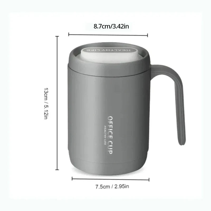 Grey Creative PP Liner Drinking Cup - Portable Large Capacity Covered Coffee/Milk Cup, Perfect Gift for Kitchen and Travel