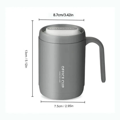 Grey Creative PP Liner Drinking Cup - Portable Large Capacity Covered Coffee/Milk Cup, Perfect Gift for Kitchen and Travel