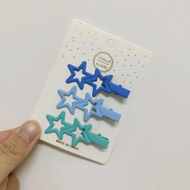 3PCS Candy Color BB Hair Clips – Y2K Star Heart Rectangle Metal Snap Barrettes for Girls & Women Cute Hair Accessories