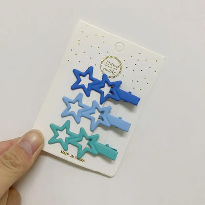 3PCS Candy Color BB Hair Clips – Y2K Star Heart Rectangle Metal Snap Barrettes for Girls & Women Cute Hair Accessories