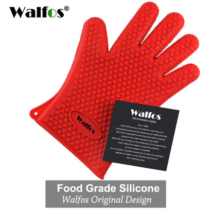 Walfos Silicone Oven Gloves — Heat-Resistant Thick BBQ & Cooking Mitts | Kitchen Gadgets & Accessories