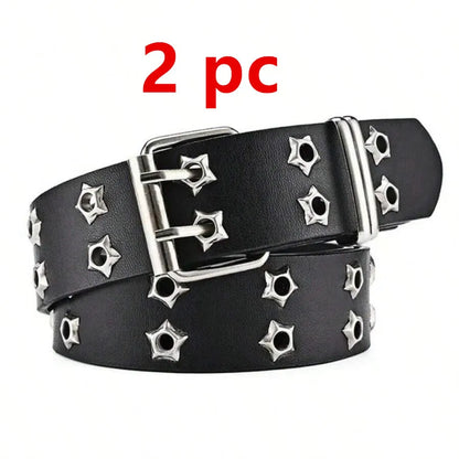 Women's Punk Hollow-Out Belt - Star Decor Fashion Waistband for Fall, Autumn & Halloween