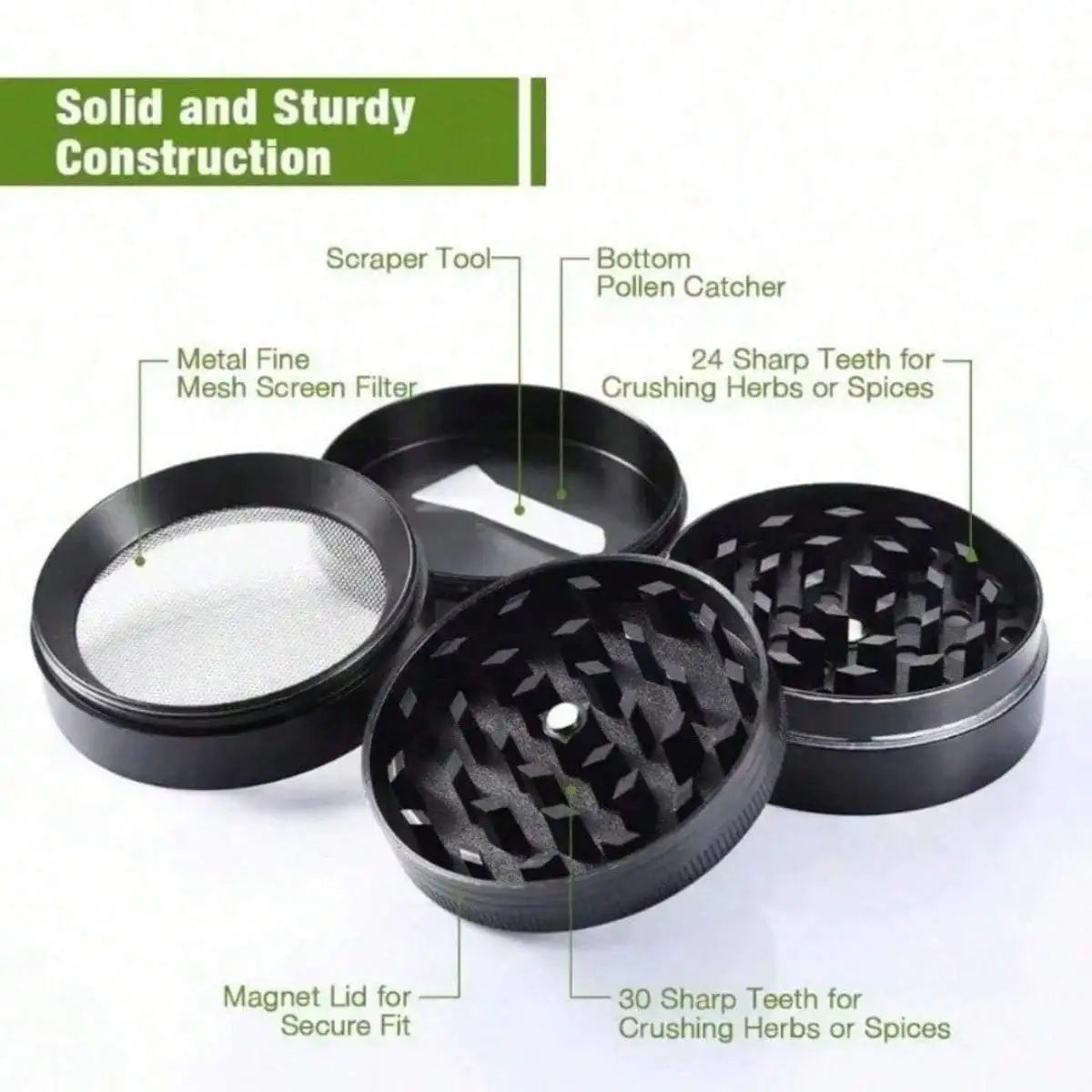 2-Inch 4-Layer Metal Herb Grinder — Manual Spice, Pepper & Tobacco Mill for Smoking Accessories