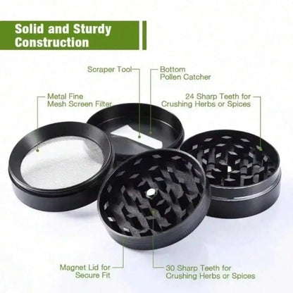 2-Inch 4-Layer Metal Herb Grinder — Manual Spice, Pepper & Tobacco Mill for Smoking Accessories