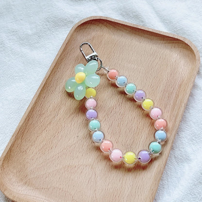 Phone Anti-Lost Lanyard - Colorful Macaron Round Bead Pendant, Women's Handheld Wrist Chain for Mobile Phones