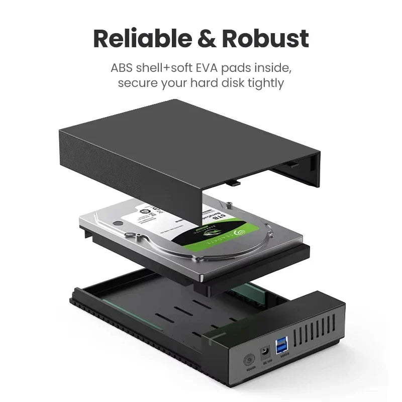 3.5 Inch HDD Case USB 3.0 to SATA External Hard Drive Enclosure | Supports Up to 10TB