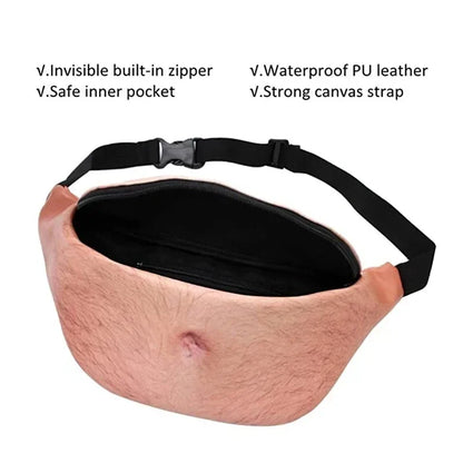 Funny Dad Bod Fanny Pack - Creative Beer Belly Waist Bag for Travel and Parties