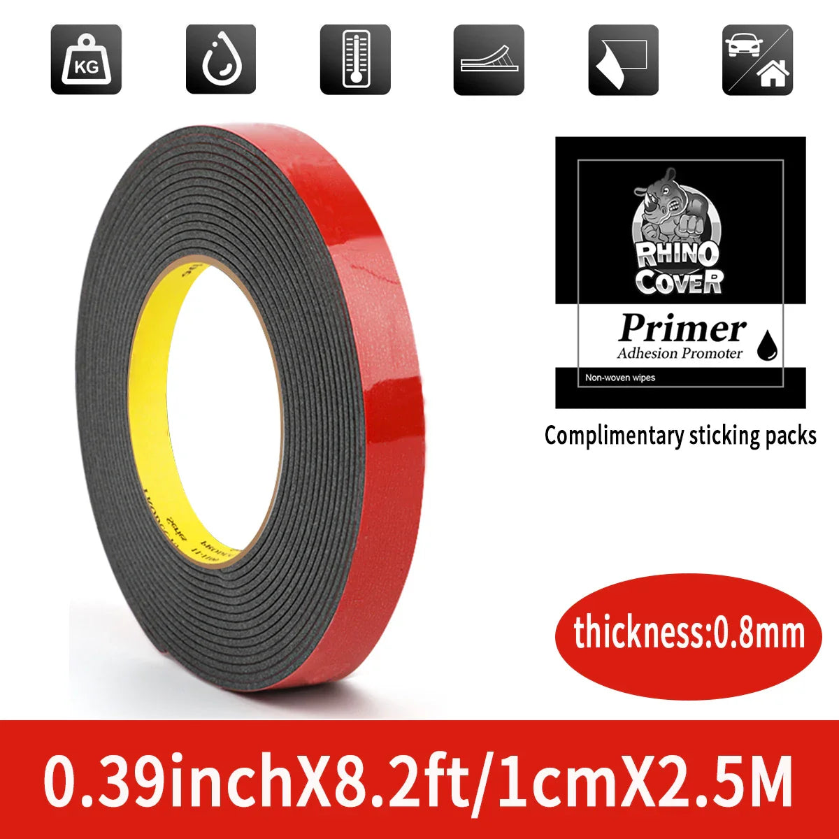 Extra Strong Double-Sided Acrylic Foam Tape – Waterproof, High-Temp Mounting Pad for Car & Home Use