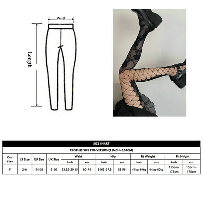 Gothic Fishnets Stockings - Lolita Mesh Tights for Women, Y2k Pantyhose with Pattern Leggings, Sexy Lingerie