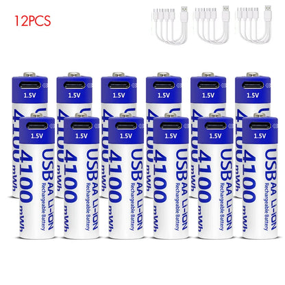MATOV 1.5V 4100mWh AA Rechargeable Battery – USB Type-C Li-ion Battery for Remote Control, Smart Door Locks & Toys