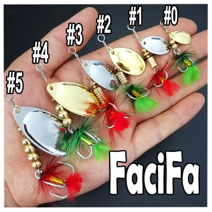Brass Spinner Bait Lure with Treble Hook - Metal Fishing Lure for Carp, Bass, and Artificial Bait
