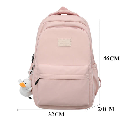JOYPESSIE Waterproof Teenage Bookbag - Fashionable Nylon Rucksack for Girls, Women's Shoulder Bag, Ideal for High School, Black Mochila