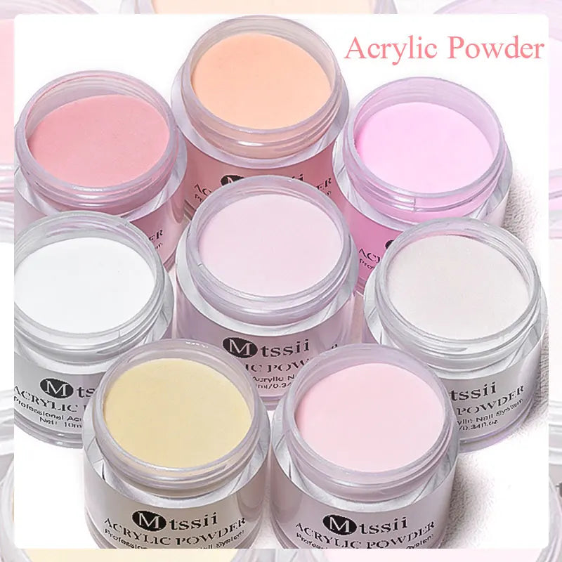 Nail Crystal Powder Kit – Acrylic Liquid Set with Pink & White Powder, Nail Brush for Extension & Carving, Beginner Set